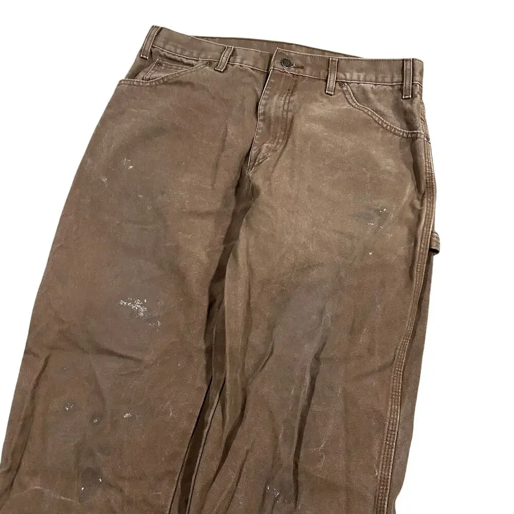 Vintage Y2K Dickies Heavy Canvas Pants 33x30 Brown Workwear Distressed Men’s